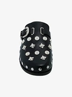 Azalea Wang Black & Silver Studded Mules