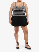 Sweet Society Grey Cat Stripe Girls Knit Tank Top Plus