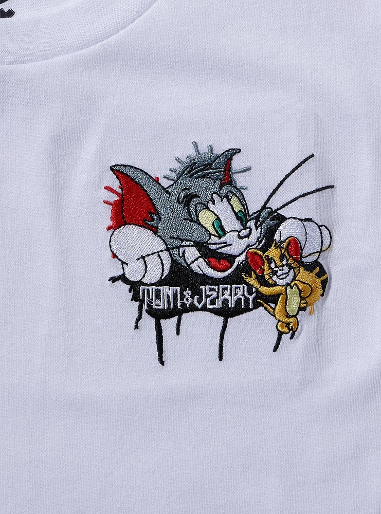 Tom And Jerry Graffiti Embroidery T-Shirt