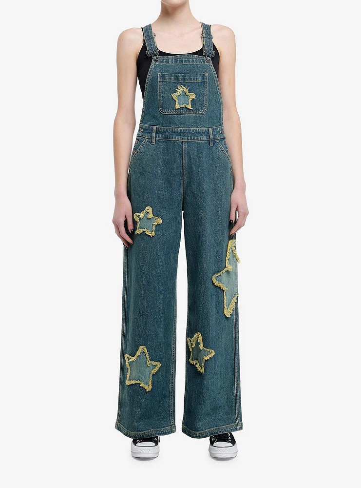 Star Patch Denim Overalls