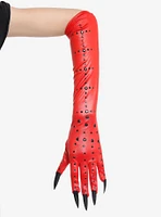 Red & Black Rhinestone Claw Gloves