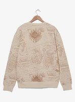 Harry Potter The Marauder's Map Allover Print Crewneck - BoxLunch Exclusive