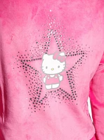 Hello Kitty Rhinestone Pink Velour Girls Crop Hoodie