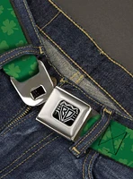 St. Patrick's Day Clovers Scattered Green Seatbelt Buckle Belt