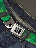 St. Patrick's Day Stacked Shamrocks Green Seatbelt Buckle Belt