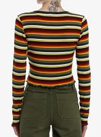 Thorn & Fable Autumn Stripe Girls Long-Sleeve Top