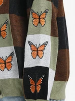 Thorn & Fable Butterfly Checkered Girls Cardigan