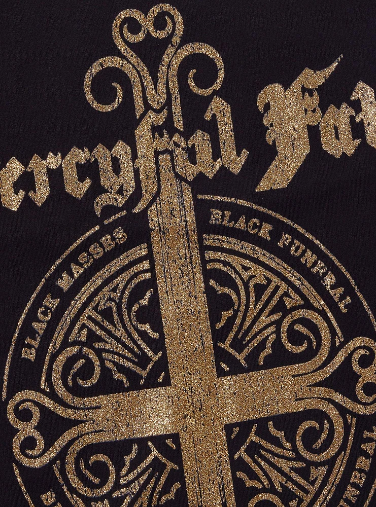 Mercyful Fate Black Funeral Glitter Boyfriend Fit Girls T-Shirt