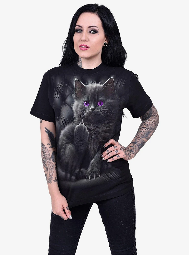 Spiral Cattitude Front Print T-Shirt