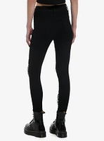 Black Zipper Chain Destructed Super Skinny Jeans