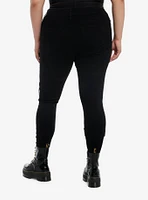 Black Zipper Chain Destructed Super Skinny Jeans Plus