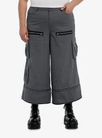 Grey Wide Leg Zip-Off Cargo Pants Plus