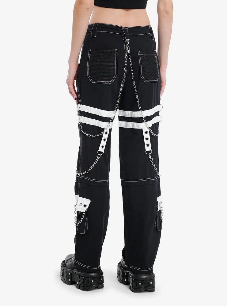 Black & White Grommet Suspender Chain Skater Pants