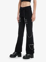 Star Patch Studs Grommet Chain Pants