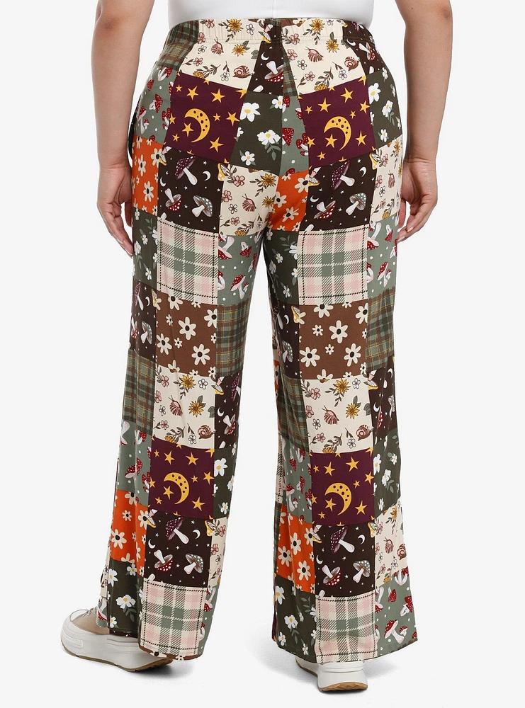 Floral Patchwork Wide Leg Girls Lounge Pants Plus