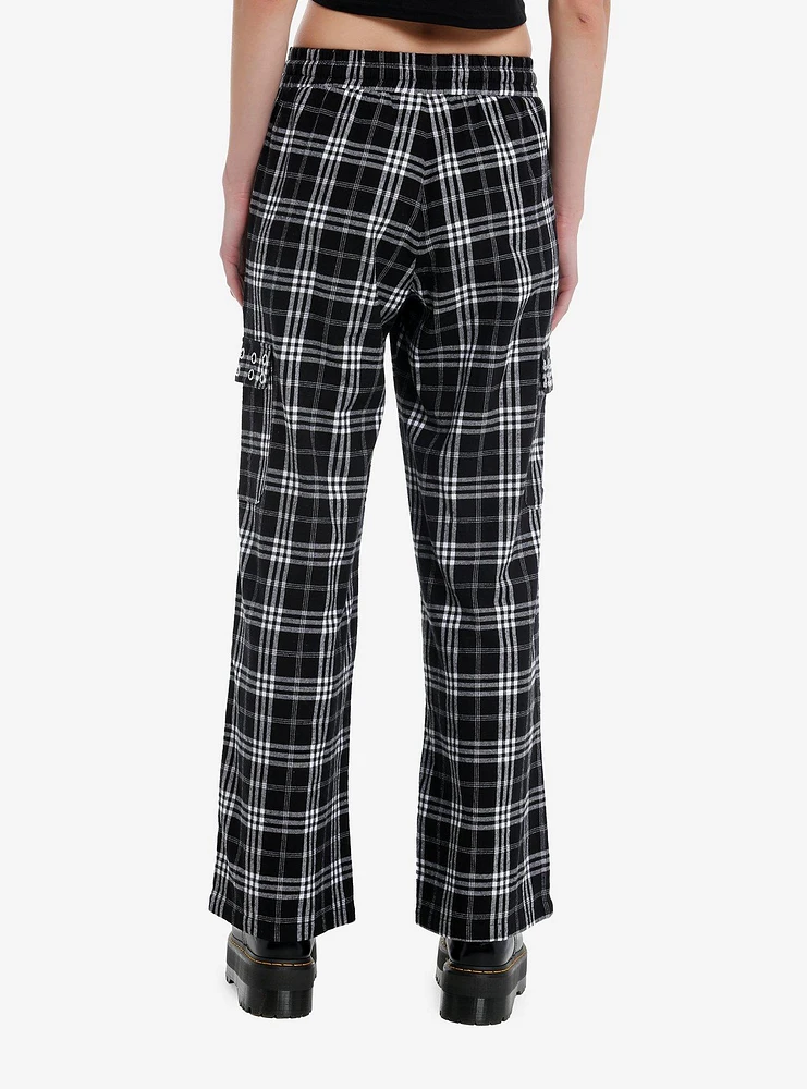 Black & White Flannel Grommet Cargo Pocket Lounge Pants