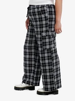 Black & White Flannel Grommet Cargo Pocket Lounge Pants Plus