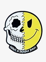 Skull Smile Face Split Enamel Pin By Deadly Doodles