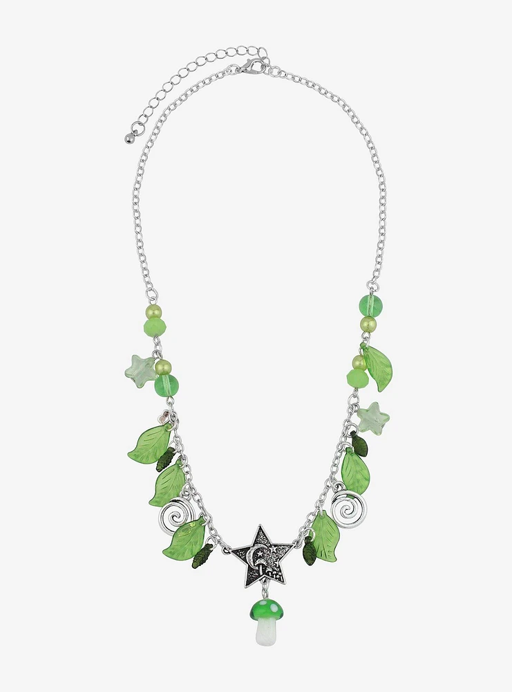 Thorn & Fable Mushroom Leaf Charm Necklace