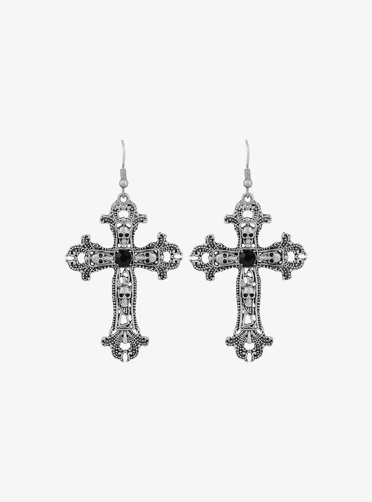 Social Collision Statement Skull Cross Earrings