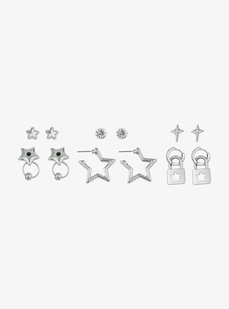 Social Collision Star Lock Earring Set