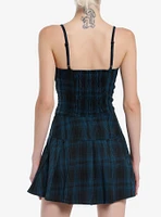 Social Collision Blue Plaid Hardware Dress