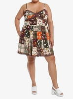 Thorn & Fable Autumn Floral Mushroom Patchwork Dress Plus