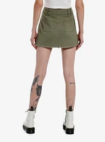 Social Collision Star Patch Green Mini Skirt