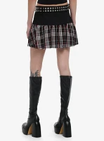 Social Collision Black & Red Plaid Ruffle Belted Mini Skirt