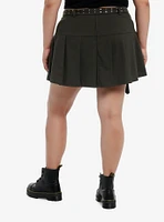 Social Collision Olive Grommet Pleated Skirt Plus