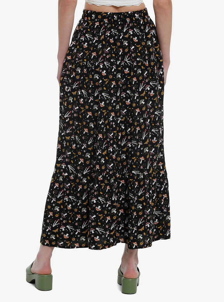 Thorn & Fable Mushroom Floral Tiered Maxi Skirt