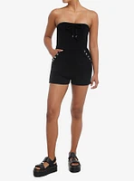 Black Stud Strapless Girls Romper