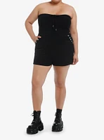 Black Stud Strapless Girls Romper Plus