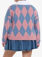 Her Universe Studio Ghibli® Howl's Moving Castle Ruffle Collar Argyle Girls Oversized Cardigan Plus