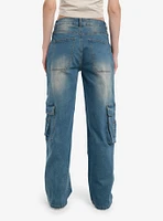 Blue Indigo Cargo Wide Leg Denim Pants Extended