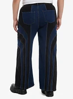 Black & Blue Paneled Girls Straight Leg Jeans Plus