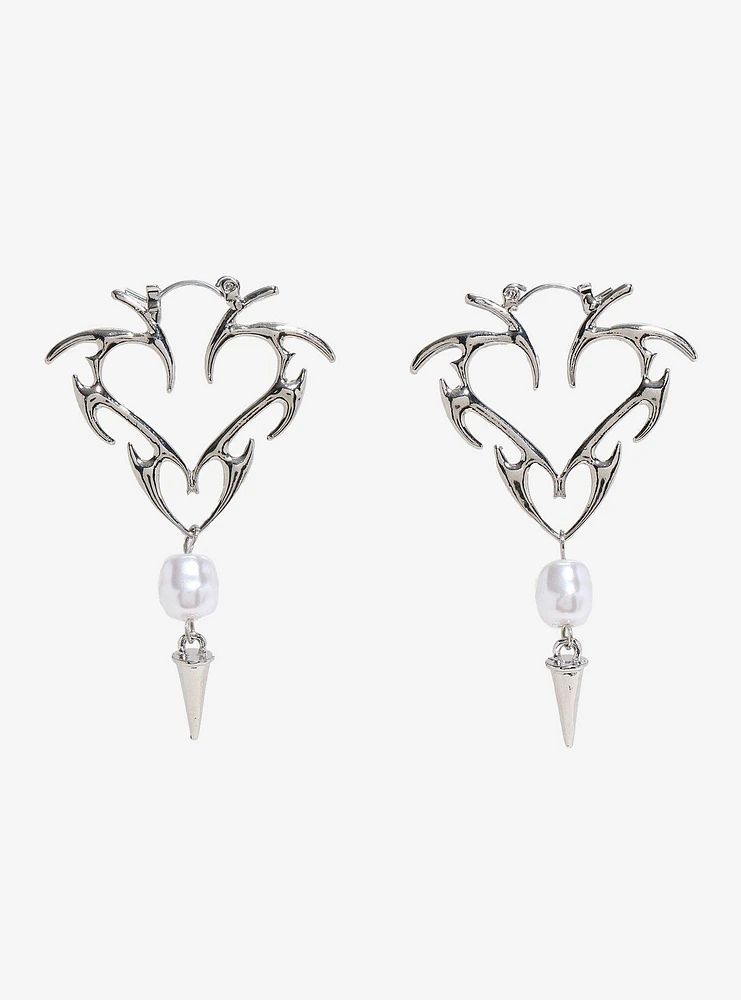 Social Collision Flame Heart Spike Drop Earrings