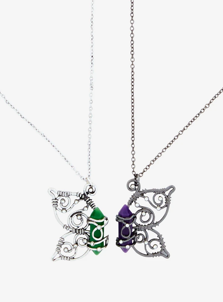 Thorn & Fable Butterfly Wing Crystal Best Friend Necklace Set