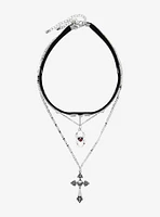 Social Collision Cross Spider Choker Necklace Set