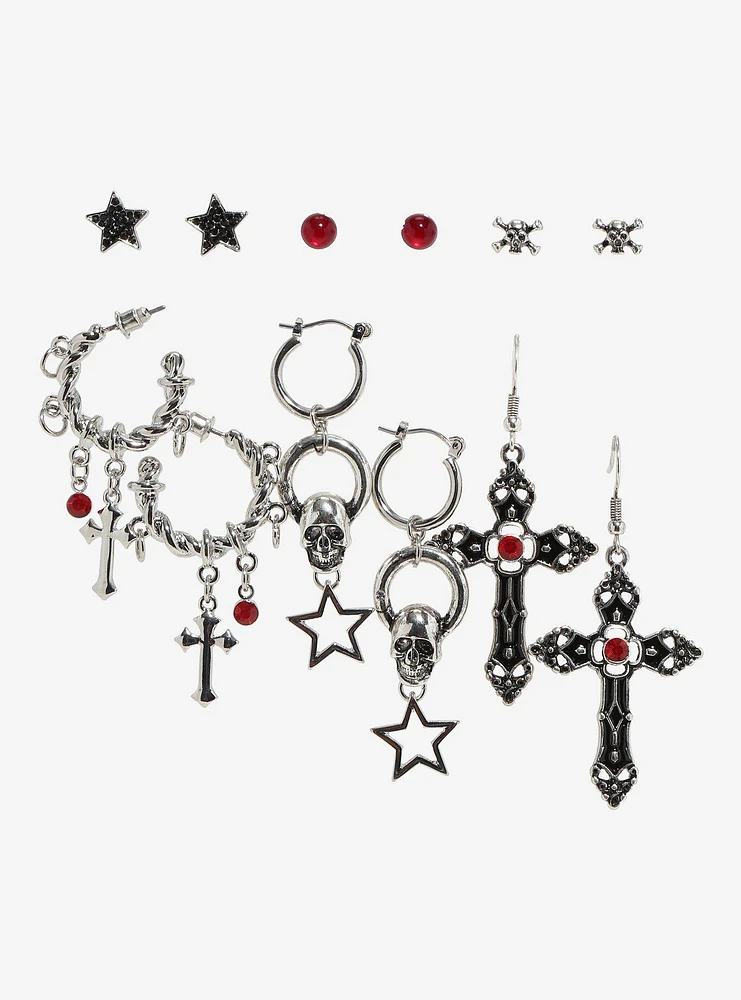 Social Collision Skull Cross Earring Set