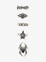 Social Collision Skull Spider Spike Ring Set