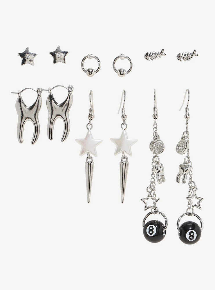 Social Collision Tooth Fish Bone Earring Set