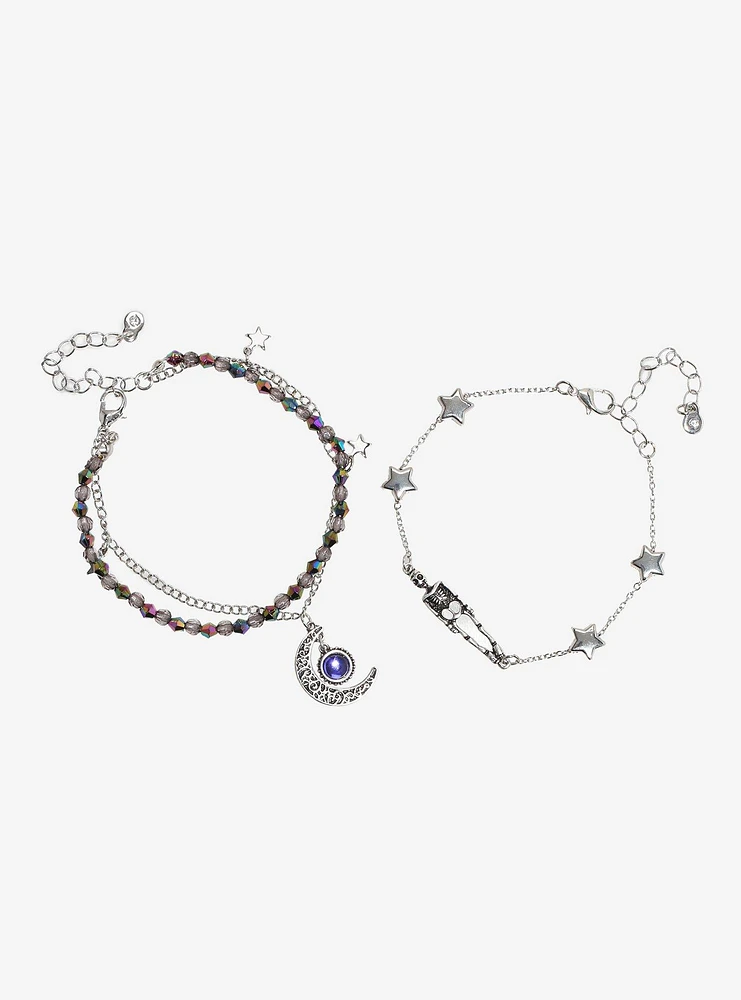 Cosmic Aura Star Skeleton Moon Bracelet Set