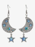 Cosmic Aura Moon Blue Gem Earrings