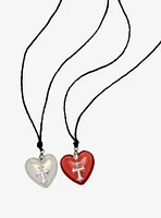 Social Collision Cross Bubble Heart Best Friend Cord Necklace Set