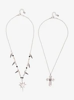 Social Collision Spike Heart Goth Cross Necklace Set