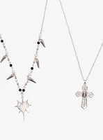 Social Collision Spike Heart Goth Cross Necklace Set