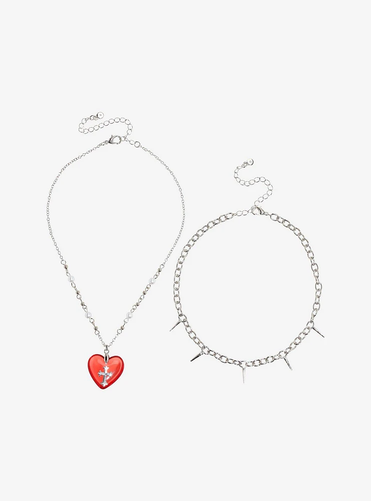 Social Collision Cross Heart Bubble Necklace Set