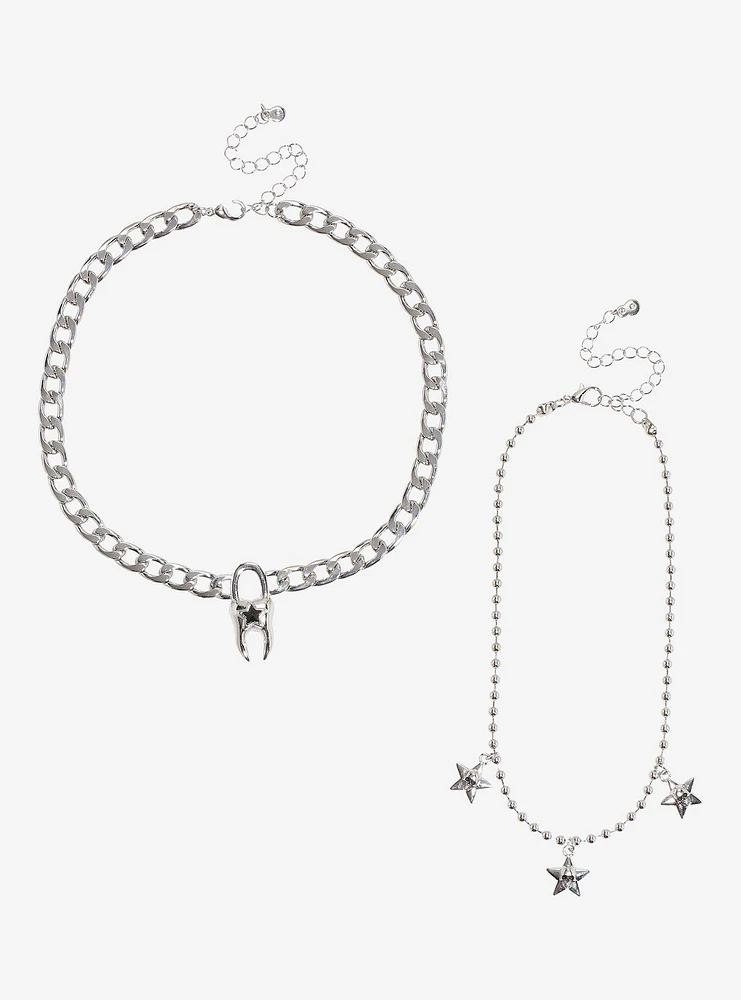 Social Collision Tooth Lock Star Charm Choker Set