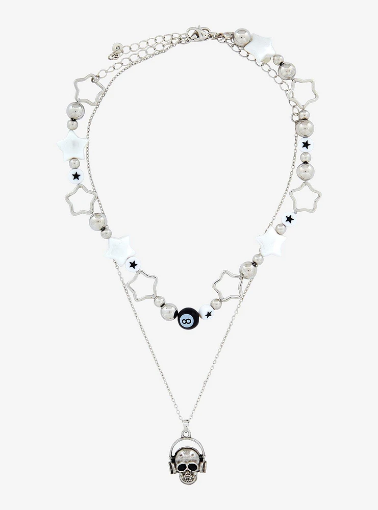 Social Collision Star Skull 8 Ball Necklace Set